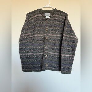 Eddie Bauer Green/Purple Button Cardigan Women’s Sweater Small